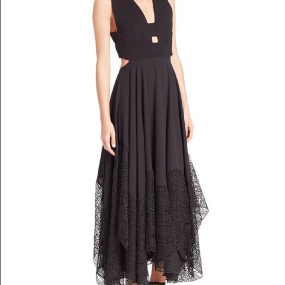 NWT Prose & Poetry - Black Lace Hem Maxi Cutout Dress